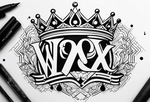 Spell out Wells with a crown tattoo idea
