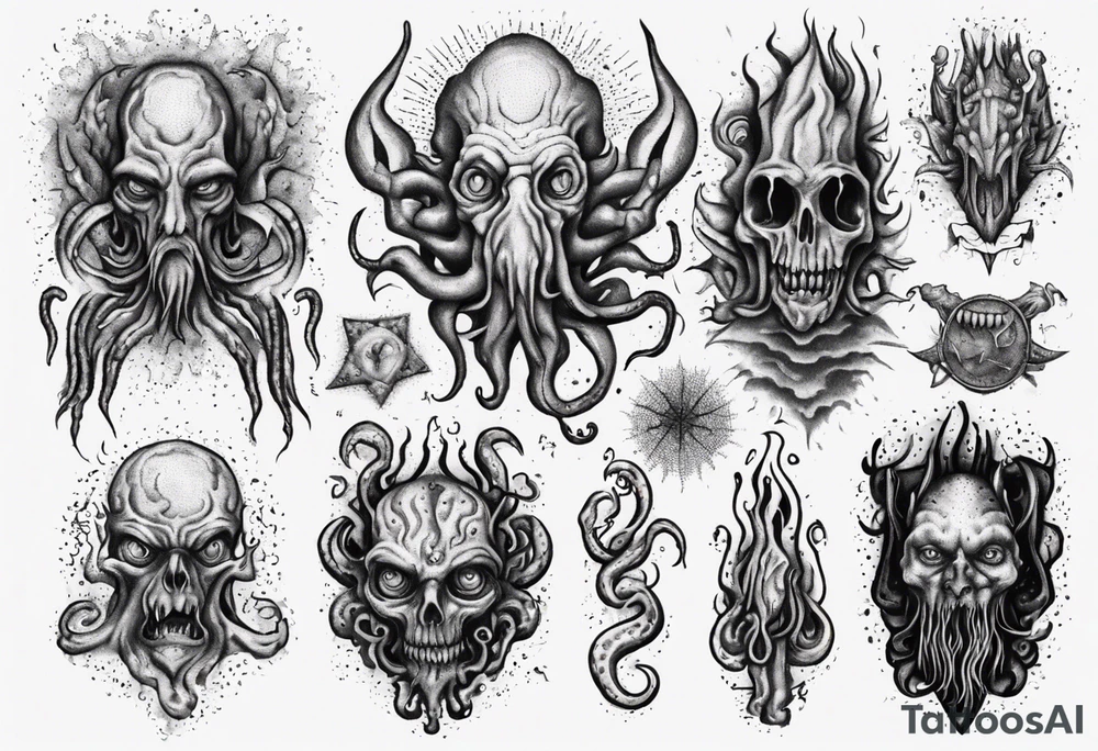 lovecraft monster for arms and forearms tattoo idea