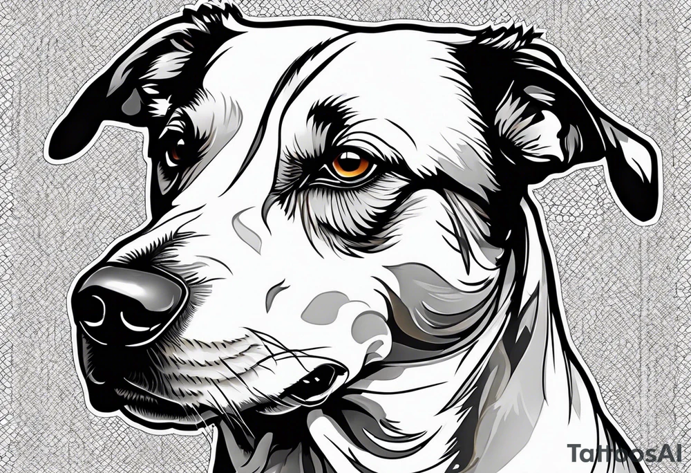 Black and white Dog of breed mountain feist named buddy tattoo idea