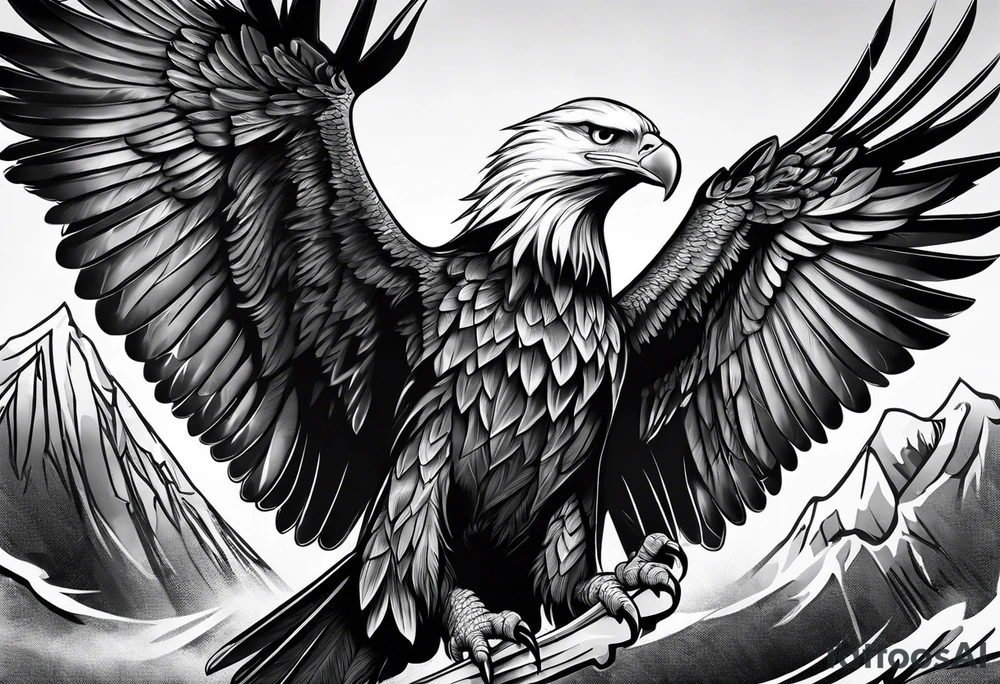 Eagle sharpening it's claws tattoo idea