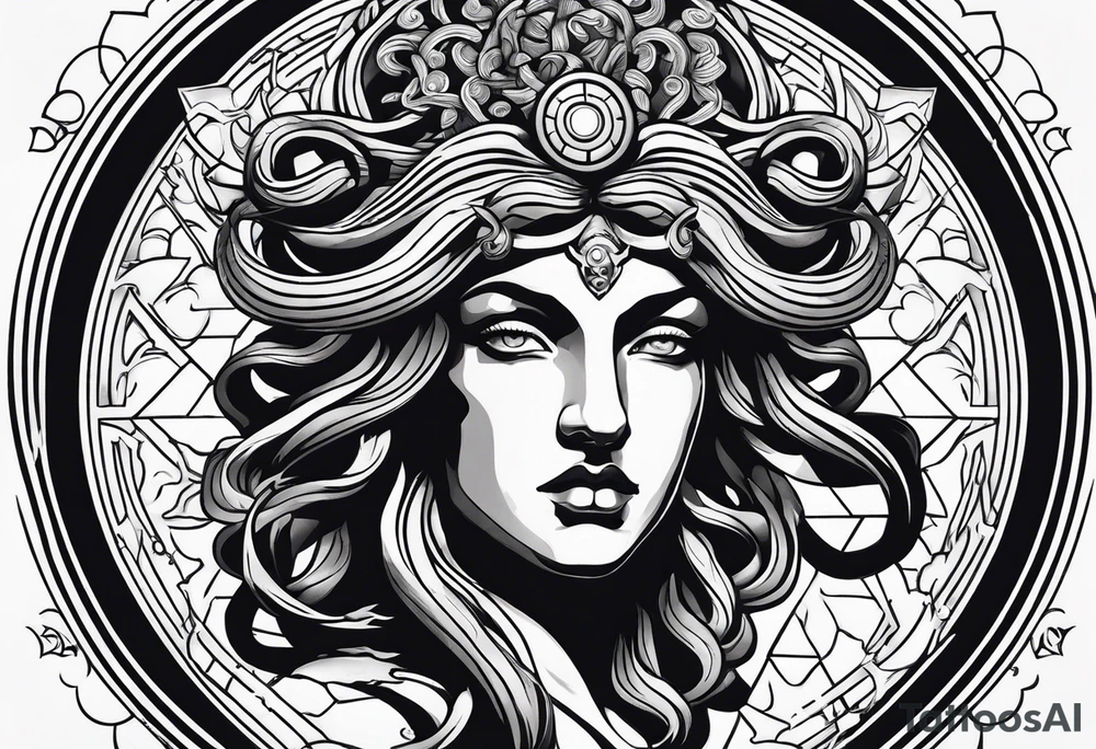 Suspicious and 
Scary Greek god medusa tattoo idea