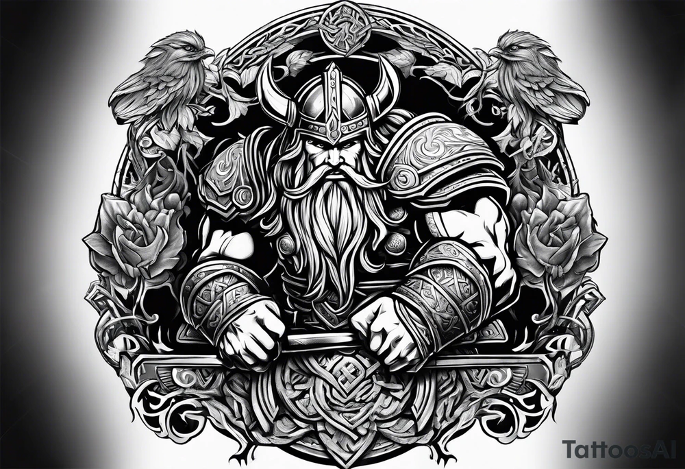 Viking Thor fighting tattoo idea