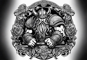 Viking Thor fighting tattoo idea