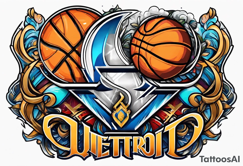 detroit city , basketball with 23 and virgo symbol tattoo idea