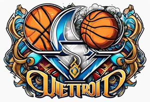 detroit city , basketball with 23 and virgo symbol tattoo idea