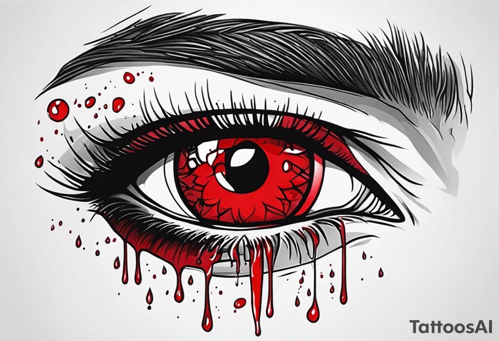 Bloody tears flow from eye tattoo design tattoo idea