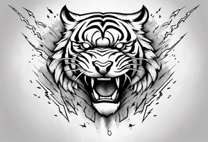 mythical ferocious tiger with lightning around it. The tattoo is for a forearm sleeve tattoo idea