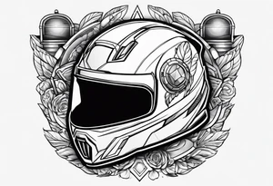 Helmet of soldier and a kid toy next to it. tattoo idea
