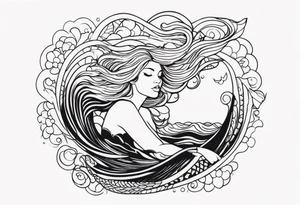 mermaid, waves, dark work tattoo idea