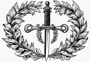 number 13 centered in a laurel leaf wreath and a sword going through the center of the wreath tattoo idea