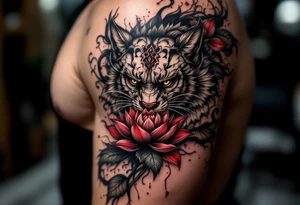 animal and lotus (make red and black) tattoo idea