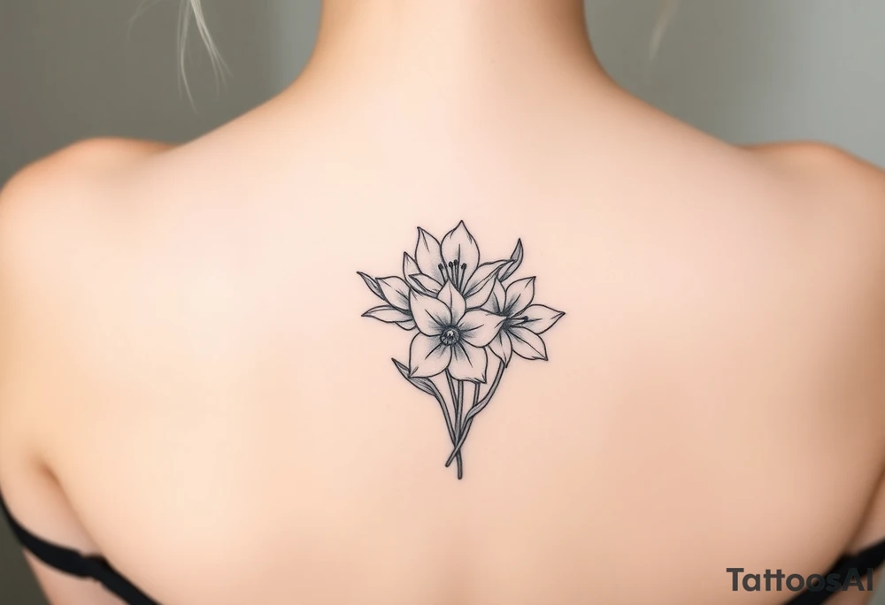 tulips, lily and daffodil clustered together tattoo idea