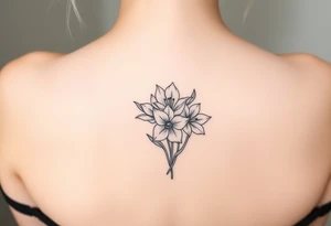 tulips, lily and daffodil clustered together tattoo idea