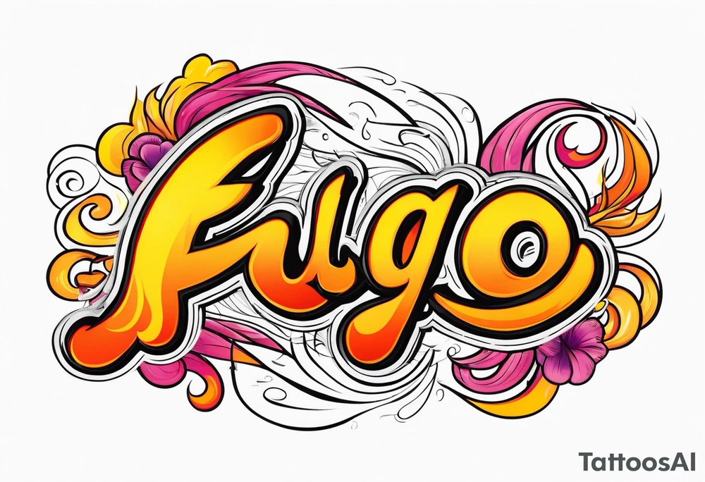 The word “fuego” in cursive with flames around it. tattoo idea