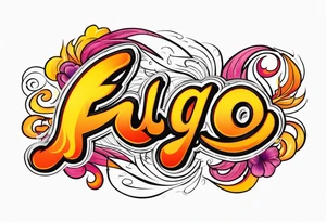The word “fuego” in cursive with flames around it. tattoo idea