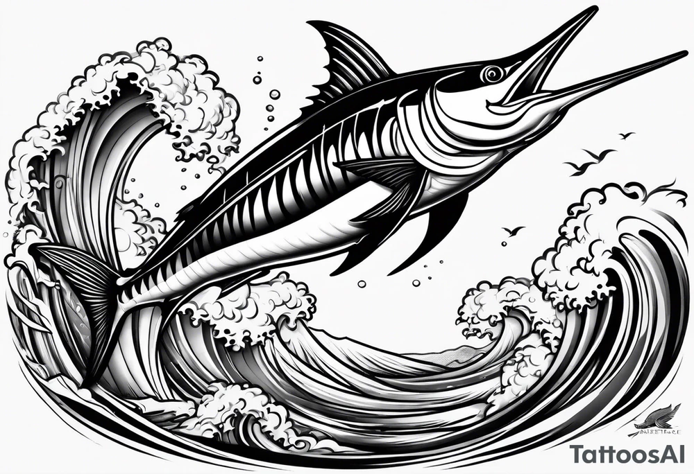 Marlin jumping tattoo idea