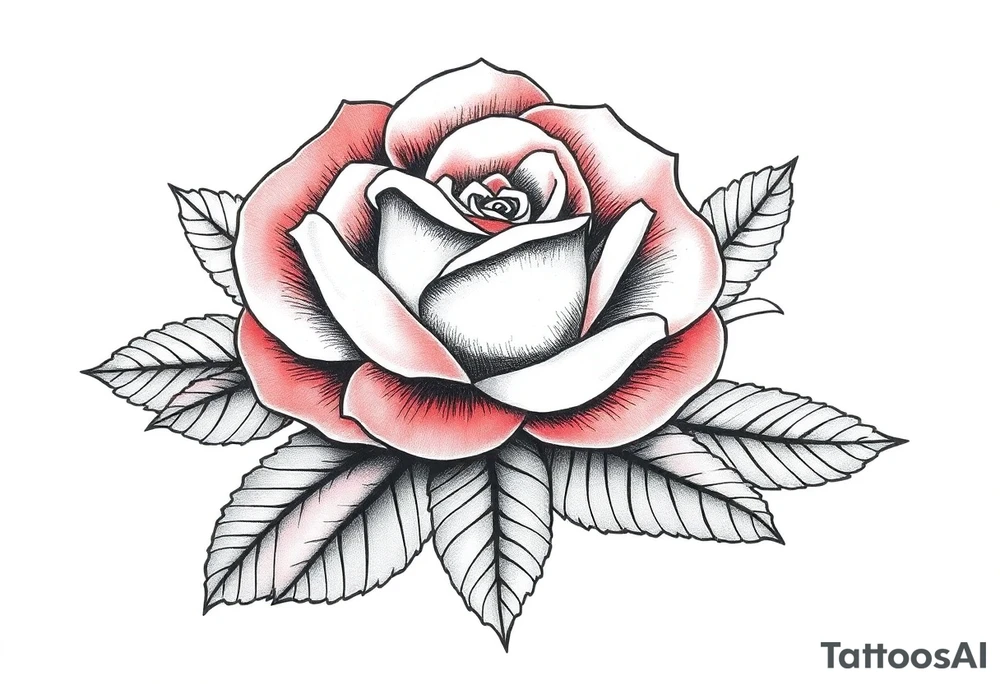 rose with parts of tiger incorporated through the leaves tattoo idea