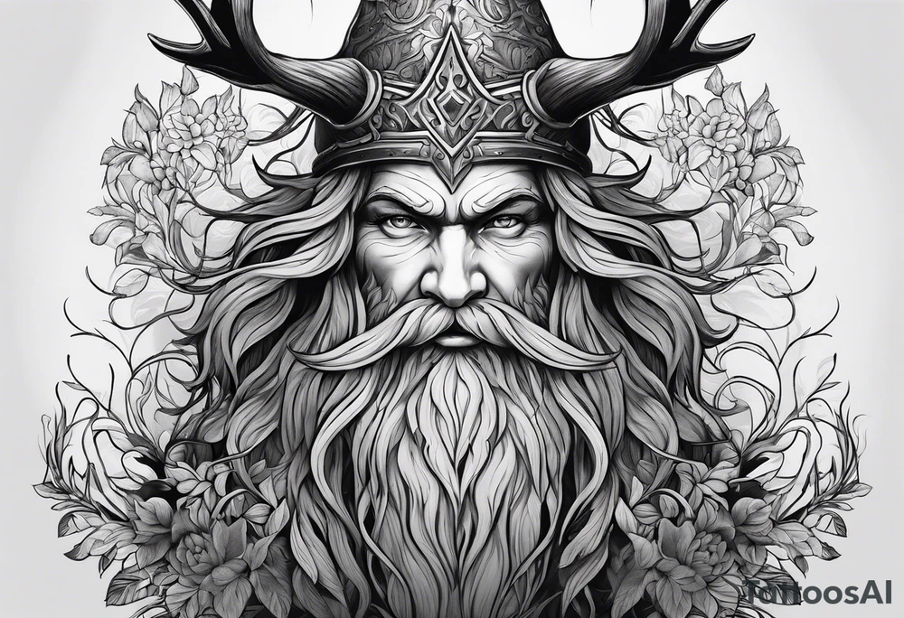Leshy with Russian traditional design tattoo idea Leshy with Russian traditional design tattoo idea