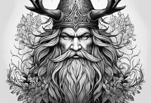 Leshy with Russian traditional design tattoo idea
