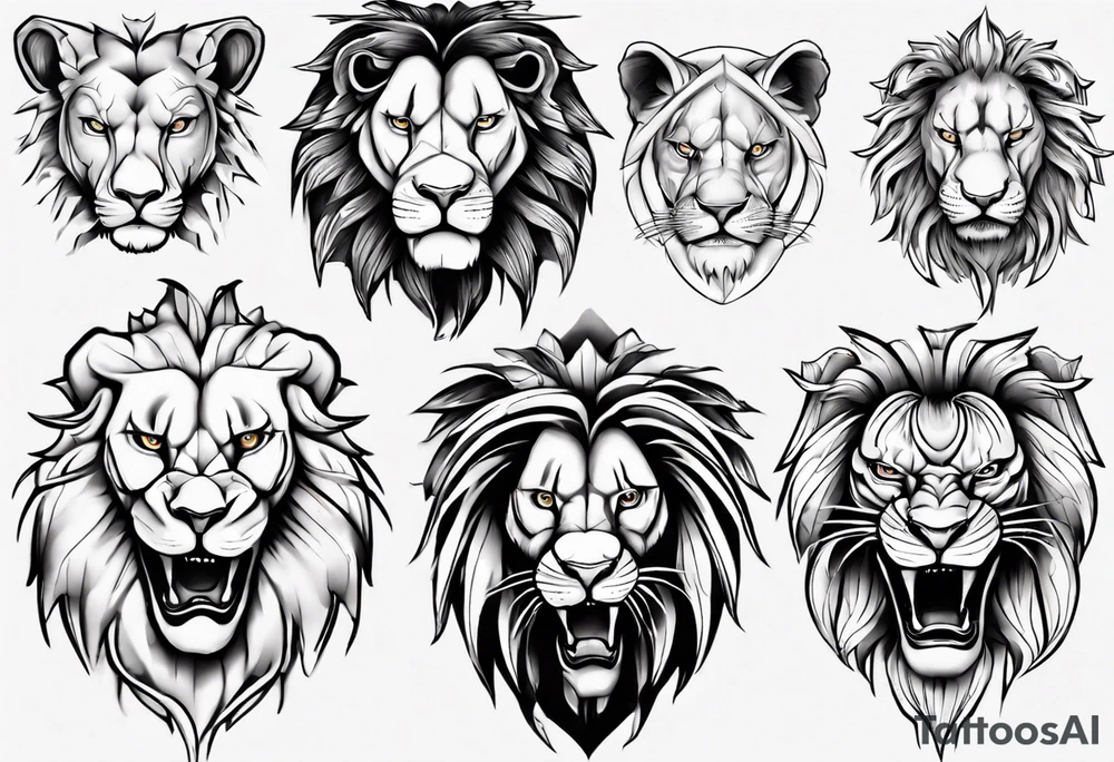 predatory lion tattoo idea