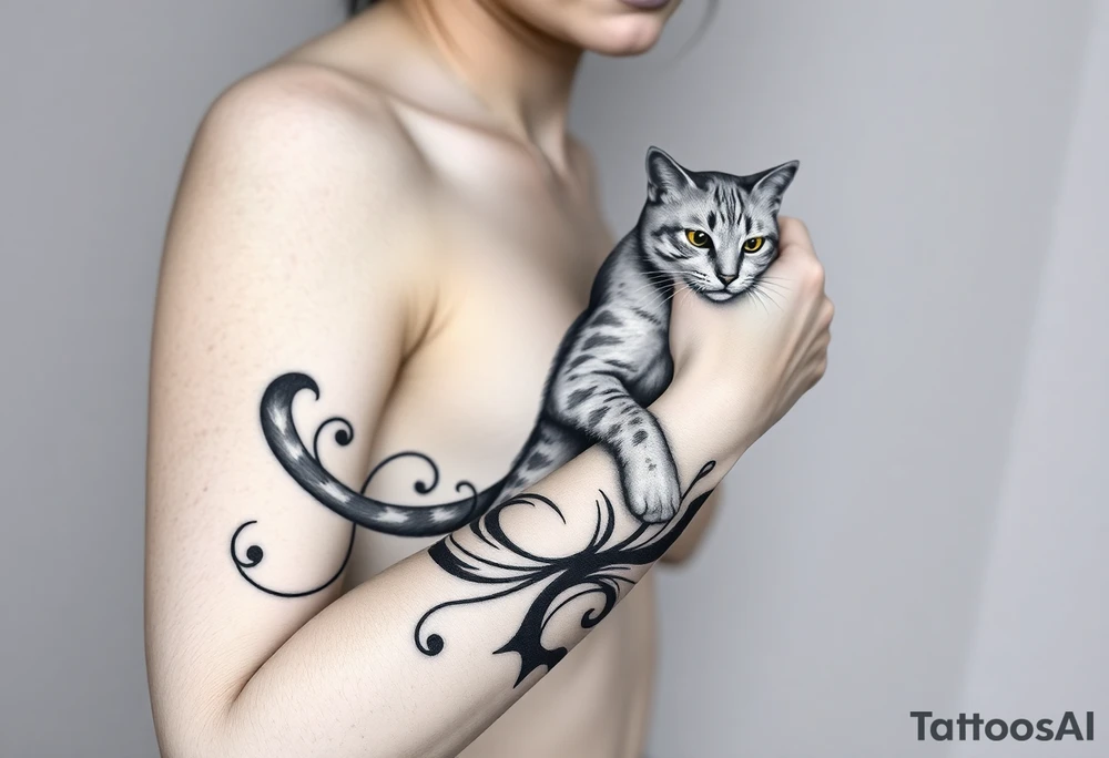 women with cat tattoo idea
