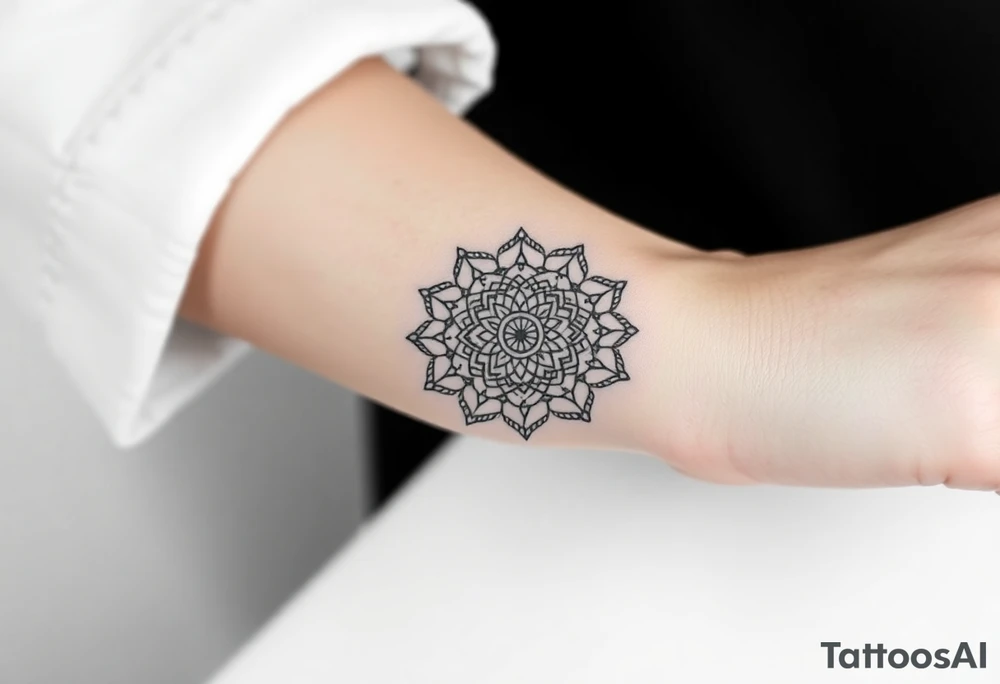 intricate mandala with sacred geometry and cosmic elements tattoo idea