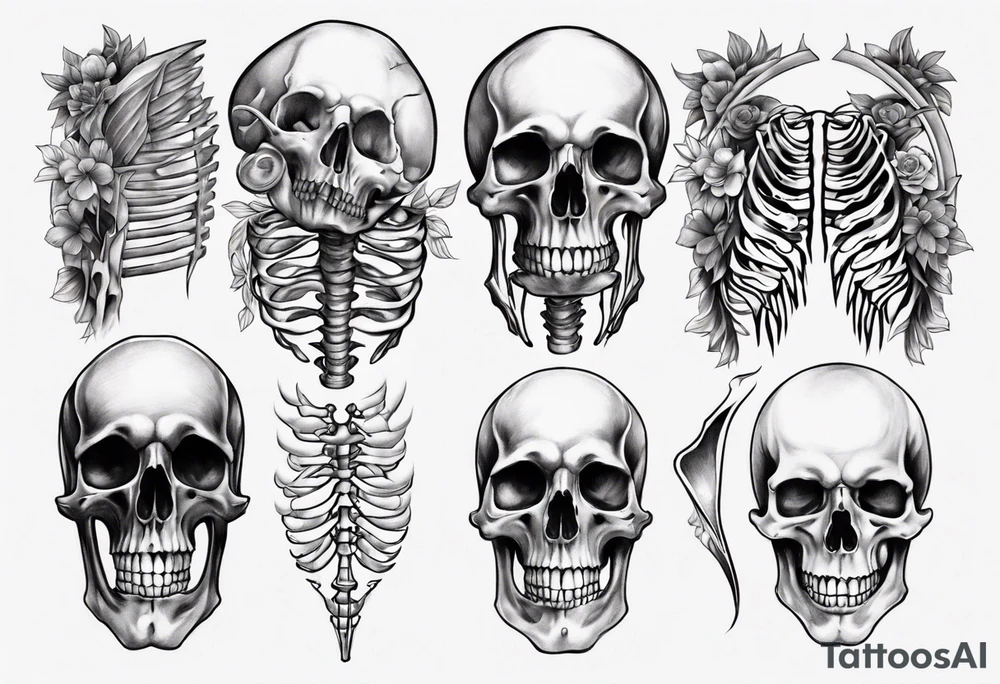 half skeleton ribs tattoo idea