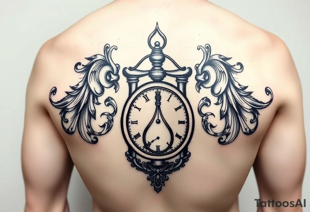 Music, hourglass, pocket watch tattoo idea