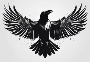 minimalistic stroke of a crow withopen wings of fire tattoo idea