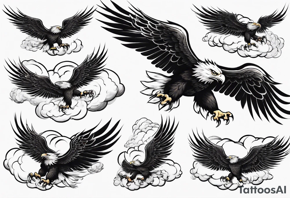 eagle fly through big clouds and thunder tattoo idea