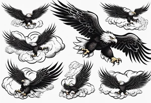 eagle fly through big clouds and thunder tattoo idea