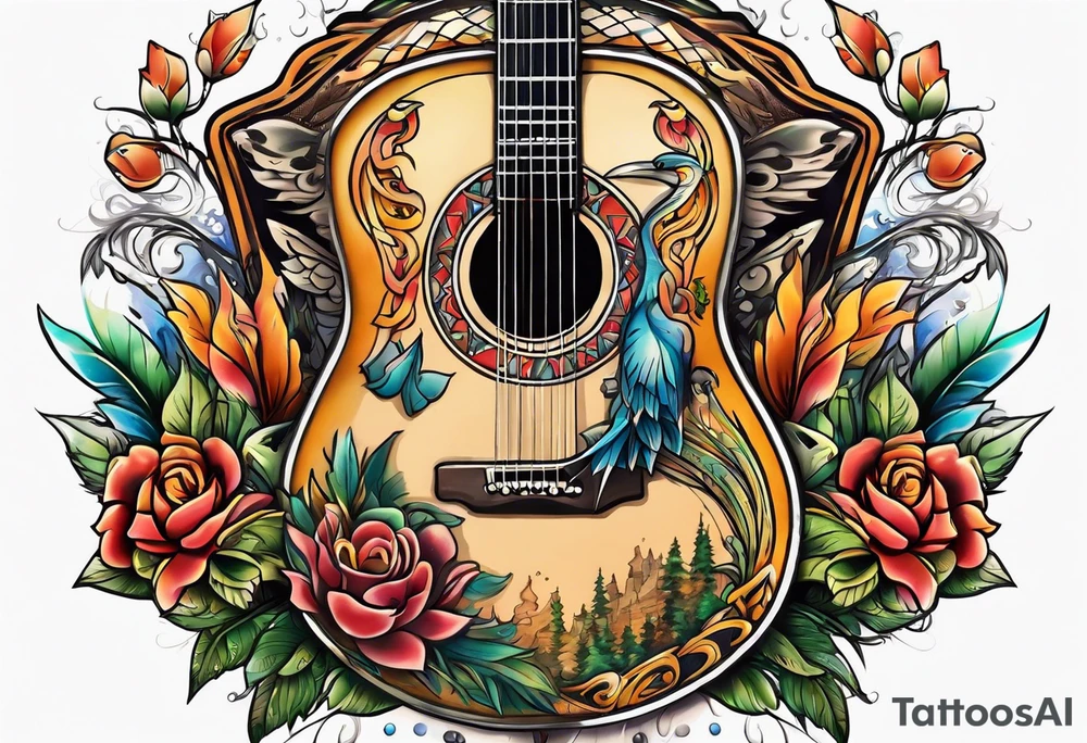 Animal fair and guitar tattoo idea