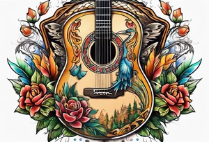Animal fair and guitar tattoo idea