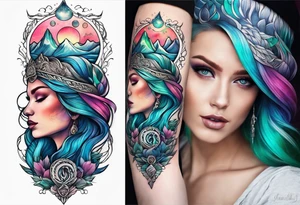 Norwegian mythology with aurora borealis tattoo idea