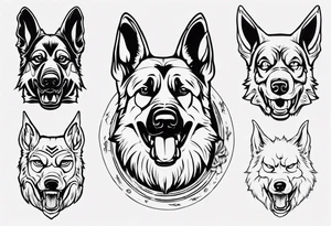 Angry German shepherd dog tattoo idea