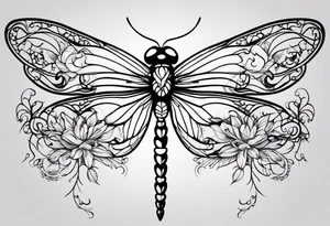 Feather dragonfly vine tattoo idea