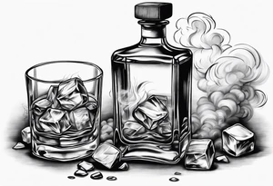 whiskey on the rocks with smoke tattoo idea