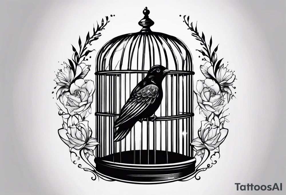 a feminine tattoo to represent freedom and self expression and self reliance with a beautiful bird flying out of a cage tattoo idea