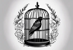 a feminine tattoo to represent freedom and self expression and self reliance with a beautiful bird flying out of a cage tattoo idea