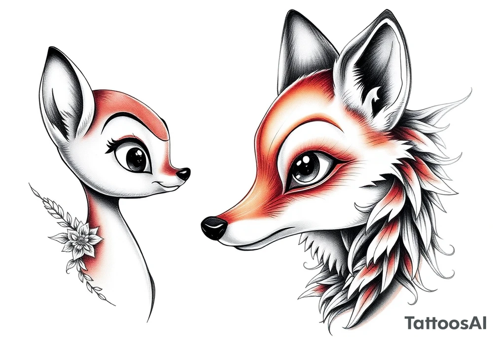 Disney bambi and disnesy fox tattoo tattoo idea