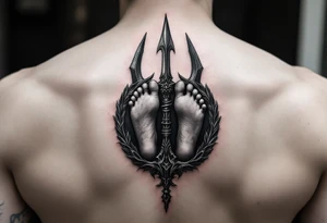 barefoot behind trident tattoo idea