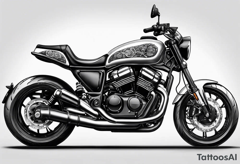 Bikergirl auf Motorrad tattoo idea