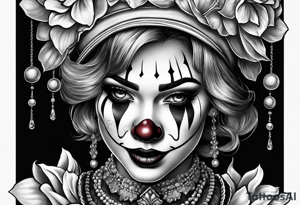 Girl clown crying tattoo idea