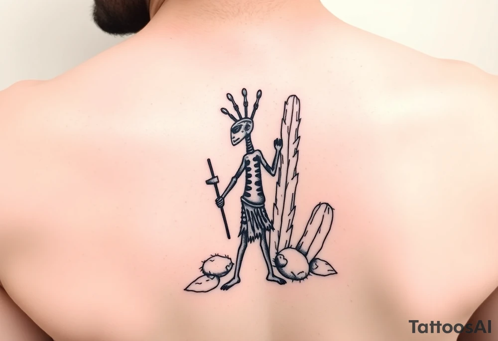 kokopelli in front of cactus tattoo tattoo idea