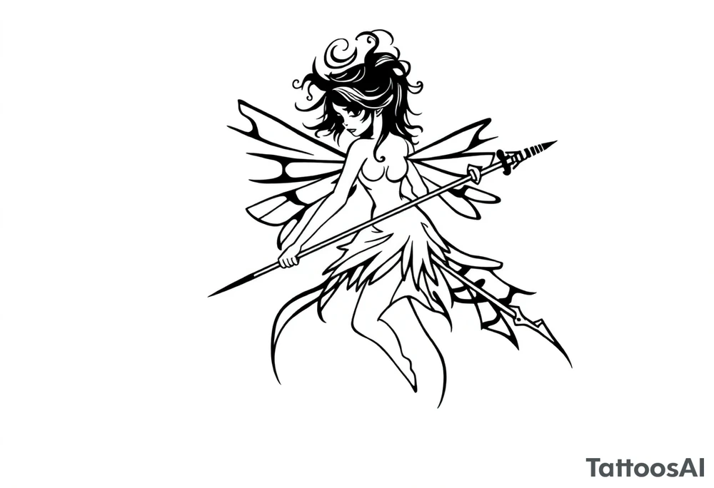 Dark fairy with weapon tattoo idea