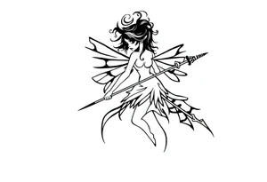 Dark fairy with weapon tattoo idea