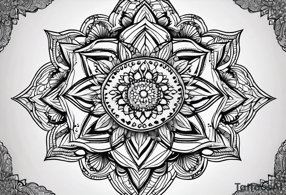 Thick line mandala lace diamond tattoo idea