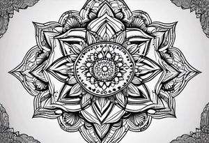 Thick line mandala lace diamond tattoo idea