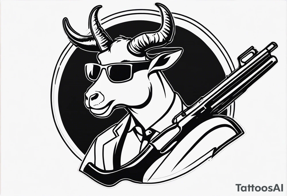 capricorn with sunglasses and a shotgun tattoo idea