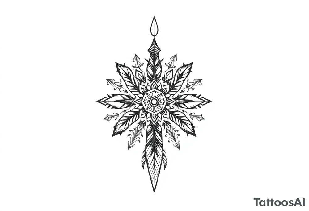 spiritual feathers indian mandala shaman rune tattoo idea